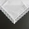 Wedding Decorations Pure White with Lace Plain DIY Print Draw Hankies Cotton Handkerchiefs Pocket Square 25X25 cm