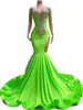Zielona błyszcząca cekinowa syrena afrykańska sukienki na bal