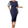 Robes décontractées Tsxt 2023 Style Africain Femmes À Manches Courtes O-cou Robe Dame Imprimer Patchwork Taille-Amincissant À Lacets Gaine Grande Taille