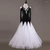 Bühnenkleidung Elegantes Ballsaalkleid für Damen, langärmelig, Walzer, Standardtanz, Tango, Wettbewerbskleider, modernes Tanz-Performance-Outfit DC2487