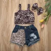 衣料品セット0-3Yデニムの幼児のための衣装の衣装の女の子の袖の衣装クロップトップ