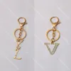 Luxury Letter Key Rings Men Women Bag Charm Keychains Car Key Diamond Pendants Keychain Jewelry Wholesale