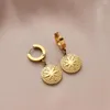 Dangle Earrings Round Coin Drop For Women Stainless Steel Earring Geometric Square-shape Earings Plated Gold Trendy Earing Jewellery