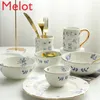 Bowls Hand-Painted Creative Individual Porcelain Tableware Set Bowl Instant Noodle Big Soup Rice Plate Cup Chopsticks Holder