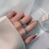 Pierścienie klastra 925 Pierścień srebrnego Rhombus Rambus Ramka Vintage Geometryczna dla kobiet elegancka antyczna fala regulowana biżuteria prezent na imprezę biżuterii