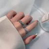 Cluster Ringe 925 Sterling Silber Ring Rhombus Rahmen Vintage Geometrisch Für Frauen Elegante Antike Welle Einstellbare Schmuck Party Geschenk