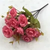 Decorative Flowers Artificial Rose Flower Lifelike Simulation 14-Head Faux Silk With Stem Pography Props Wedding Decor Accessories