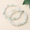 Natuursteen ijs groen jade ronde kraal armbanden vrouwen mode reiki genezende elastische streng armbanden yoga energie sieraden