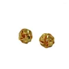 Stud Earrings Raylove Twist Lace Brass Gold-Plated Winding Yarn Ball Modeling 925 Silver