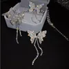 Collana Orecchini Set Donna Lusso Moda Strass Fiocco Collare Cerchio Accessori per gioielli da sposa per feste di matrimonio Regali