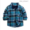 Kleinkind Jungen Plaid Shirts Kind Jungen Mädchen Langarm Knöpfe Tasche Tops Hemd Drehen Unten Kragen Bluse Casual