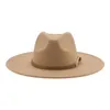 Fedora hoedhoeden voor vrouwen vilten hoeden voor mannen solide brede rand 9,5 cm riem casual formele Panamas dameshoed