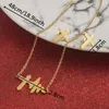 Necklace Earrings Set Heartbeat ECG Charm Cross Pendant Cardiogram Jesus For Women Valentines Gift