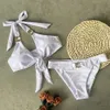 Bikinis Set DEAT 2022 Sommer Strand Urlaub Sexy Ärmellose Bogen Bandage Tops Diamanten Zwei Stück Set Frauen Bikini Bademode MJ056 P230316
