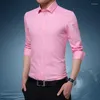 Men's Dress Shirts High Quality Men'S Formal Long-Sleeved Shirt 2023 Four Seasons Business Casual Thin Solid Color Top Male Fashion