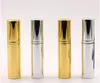 Calidad Brillante Oro Plata 5ml Botella de perfume portátil recargable Viajero Atomizador de aerosol de aluminio Envase de perfume vacío