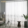 Sheer Curtains Luxury Tulle for Living Room Grey White Blackout Geometric Pattern Embroidery Dining Bedroom Home Decoration Door 230317