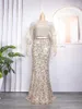 Casual Dresses 2023 Fashion Women Luxury Evening Dress African Style Beaded Sequins Party Women's Ruffle Sleeve O-Neck Long Outfits