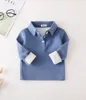 Koszule dla dzieci koszula polo stały kolor ubrania dla dzieci ciepłe topy jesienne zima długie rękawy Polos Baby Boy Camisetas Dzieci Koszule dla chłopców za 3-8T 230317