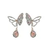 Dangle & Chandelier New Style Butterfly Rhinestone Dangle Earrings for Women Pink Crystal Earrings Weddings Party Jewelry Accessories