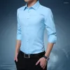 Men's Dress Shirts High Quality Men'S Formal Long-Sleeved Shirt 2023 Four Seasons Business Casual Thin Solid Color Top Male Fashion