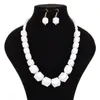 Necklace Earrings Set European American Geometric Acrylic Jewelry Beads Jelly Color Irregular Clavicle Chain Short Thick