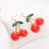 Stud Earrings Ladies Lovely Fruit Funny Party Jewelry Cute Exaggerate Sweet 3D Cherry Earrings.