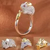 Anneaux De Mariage Brillant Luxe Animal Anneau/Cochon/Dragon/Cheval/Singe/Serpent/Mouton/Tigre/Chien/Rat Cristal Pour Femme Fille Cadeau BijouxMariage MariageW