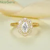 Clusterringen Nicegems 14K 585 Geelgouden vintage ovaal Moissanite verlovingsring Art Deco Diamond bloem Bridal Anniversary