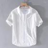 Men's Casual Shirts Oxford Men's Cotton Short Sleeve Shirt 2023 Summer Simple Literary All-match Half-sleeve Male Classic Brand Tops