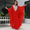 Scenkläder 2023 Kvinnor Dance Belly Clothes Kaftan klänning med paljetter Chiffon Traditionell Khaleeji Thobe -klänningar