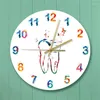 Wall Clocks Colorful Tooth Butterfly Printed Acrylic Clock For Clinic Modern Simple Mute Home Decor