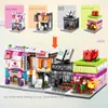 Bloco de construção da casa Mini City Store View View Snack Street Boys and Girls Greeds Toys