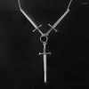Подвесные ожерелья Goth Меч ожерелье Священная готическая ведьма панк -ювелирная вечеринка рок гранж цепь моды Женские подарок