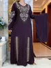 Abbigliamento etnico Musulmano Africa Medio Oriente Abaya Donna Kaftan Tessuto di seta di ghiaccio Abito lungo a maniche lunghe ricamato tradizionale Islamico 230317