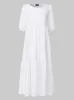 Sukienki swobodne sukienki letnia vintage Lantern Rękaw Mid Calf Sukienka plażowa bohemijska kobiety Summer Sundress 2023 Vonda Casual Vestido Ogistowna szata W0315