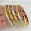 Bangle 4st/Lot Dubai Two-Tone 24k Gold Color Bangles For Women Men Etiopiska armband Afrikanska smycken Saudi Arabiska bröllop Bride Gift