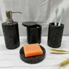 Badtillbehör Set Volcano Stone Badrumstillbehör runt Sanitary Ware Home Decoration Lotion Bottle Tooth Brush Cup Tray