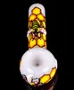 Glass Smoking Pipe Heavy Tabocco Hand Pipes Honeycomb Bee Hand Painting Handmade Herb Spoon Bowl