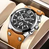 Relógios de pulso Lige Mens relógios de relógio impermeável Watch Military Men Top Chronograph Leather Sport Quartz Wrist Relloj Hombre