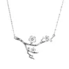Kedjor CLAVICLE Kedja 925 Sterling Silver Cherry Blossom Necklace Fashion Summer Jewellry Branch Flowers Halsband Pendants For Women