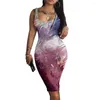 Casual jurken Women Skinny Mini Pencil Jurk Zomer Star Print Night Clubwear Lady Evening Party Slim Sexy Sundress Mouwess Vestidos