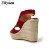 Top Gladiator High Heel Platform Wedges Woman Sandals Party Red Strap Summer Shoes Maat 36-43 230306