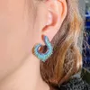 Orecchini a bottone 2023 Moda Vintage Boemia per donna Lusso blu turchese Piuma Orecchini Accessori per orecchie retrò