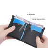 Hommes court portefeuille en cuir PU avec ID banque cartes de crédit fentes hommes adolescents couleur unie décontracté nom porte-carte porte-monnaie sac d'argent