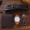 Wristwatches Fashion Creative Boutique Gift Set Beautifully Packaged Watch Leather Belt Wallet Keychain 4pcs/set Gifts For Men Drop