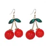 Stud Earrings Ladies Lovely Fruit Funny Party Jewelry Cute Exaggerate Sweet 3D Cherry Earrings.