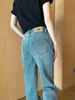 Damesjeansontwerper Chopstick Leg Jeans Wash Sailor Feel zachte en comfortabele driehoekdecoratie FHSQ