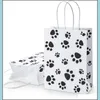 Bolsas de embalagem Puppy Dog Paw Print Treat With Paper Twist Handles para Pet Party Favor Doup Delivery Office School Business Industrial