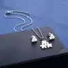 Collier boucles d'oreilles ensemble bohême fleur boucle d'oreille bijoux en acier inoxydable femmes enfants mode Hawaii Pendientes